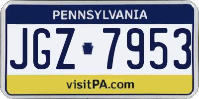 PA license plate JGZ7953