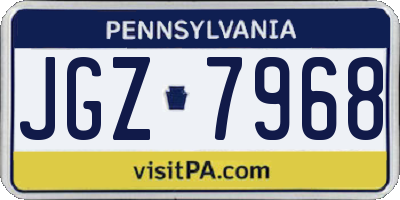 PA license plate JGZ7968