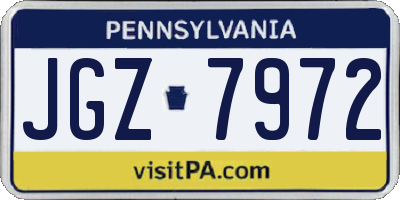 PA license plate JGZ7972