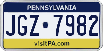 PA license plate JGZ7982