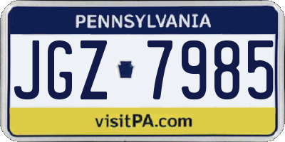 PA license plate JGZ7985