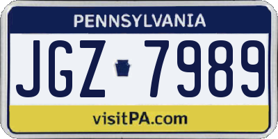 PA license plate JGZ7989