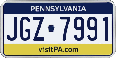 PA license plate JGZ7991
