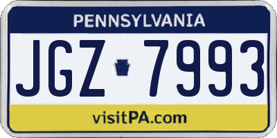 PA license plate JGZ7993