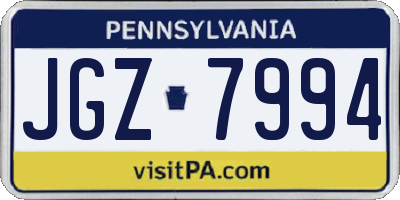 PA license plate JGZ7994