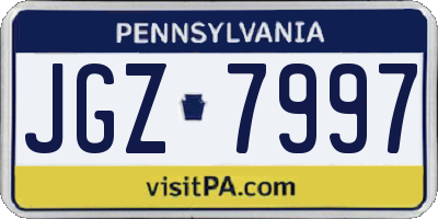 PA license plate JGZ7997