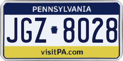 PA license plate JGZ8028