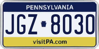 PA license plate JGZ8030