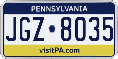 PA license plate JGZ8035