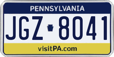 PA license plate JGZ8041