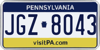 PA license plate JGZ8043