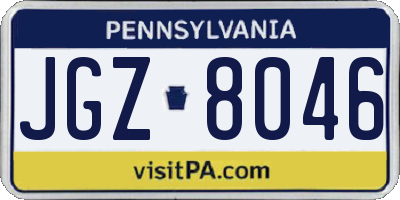 PA license plate JGZ8046