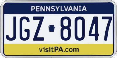 PA license plate JGZ8047