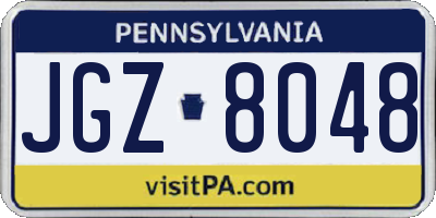 PA license plate JGZ8048