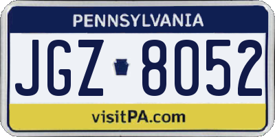 PA license plate JGZ8052