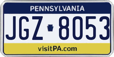 PA license plate JGZ8053