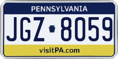 PA license plate JGZ8059