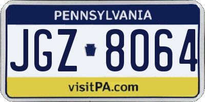 PA license plate JGZ8064