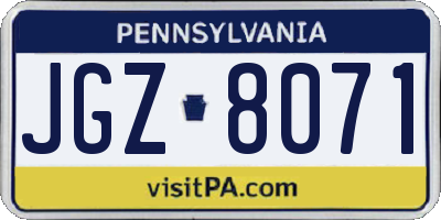 PA license plate JGZ8071