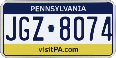 PA license plate JGZ8074