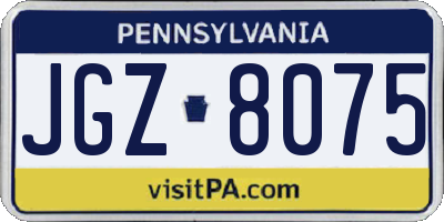 PA license plate JGZ8075