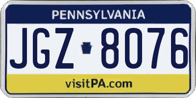 PA license plate JGZ8076