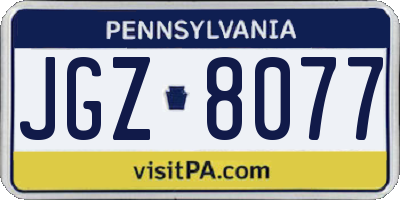 PA license plate JGZ8077