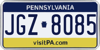 PA license plate JGZ8085