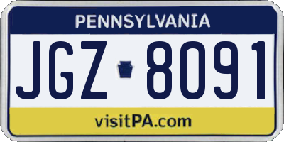 PA license plate JGZ8091