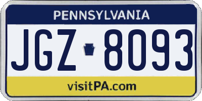 PA license plate JGZ8093