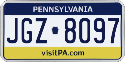 PA license plate JGZ8097