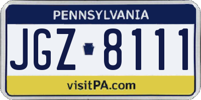 PA license plate JGZ8111