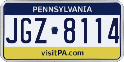 PA license plate JGZ8114