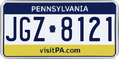 PA license plate JGZ8121