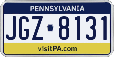 PA license plate JGZ8131