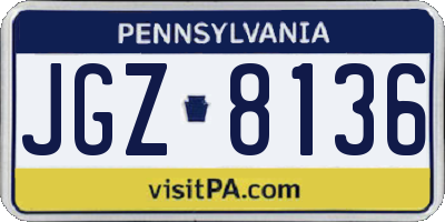 PA license plate JGZ8136