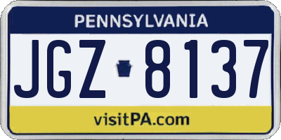 PA license plate JGZ8137