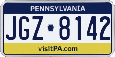 PA license plate JGZ8142
