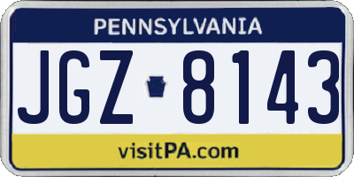 PA license plate JGZ8143