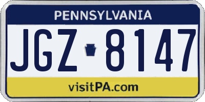 PA license plate JGZ8147