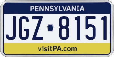 PA license plate JGZ8151