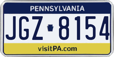 PA license plate JGZ8154