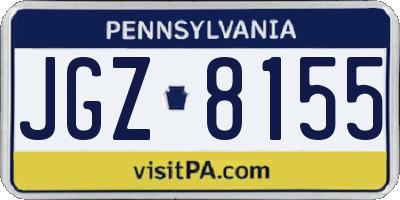 PA license plate JGZ8155
