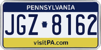 PA license plate JGZ8162