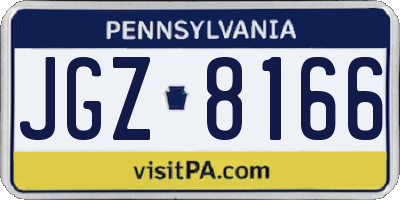 PA license plate JGZ8166