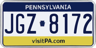 PA license plate JGZ8172