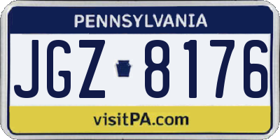 PA license plate JGZ8176