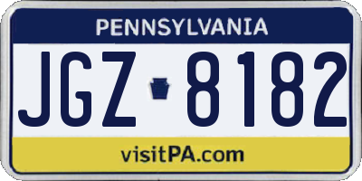 PA license plate JGZ8182