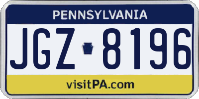 PA license plate JGZ8196