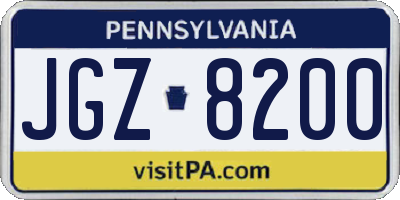 PA license plate JGZ8200